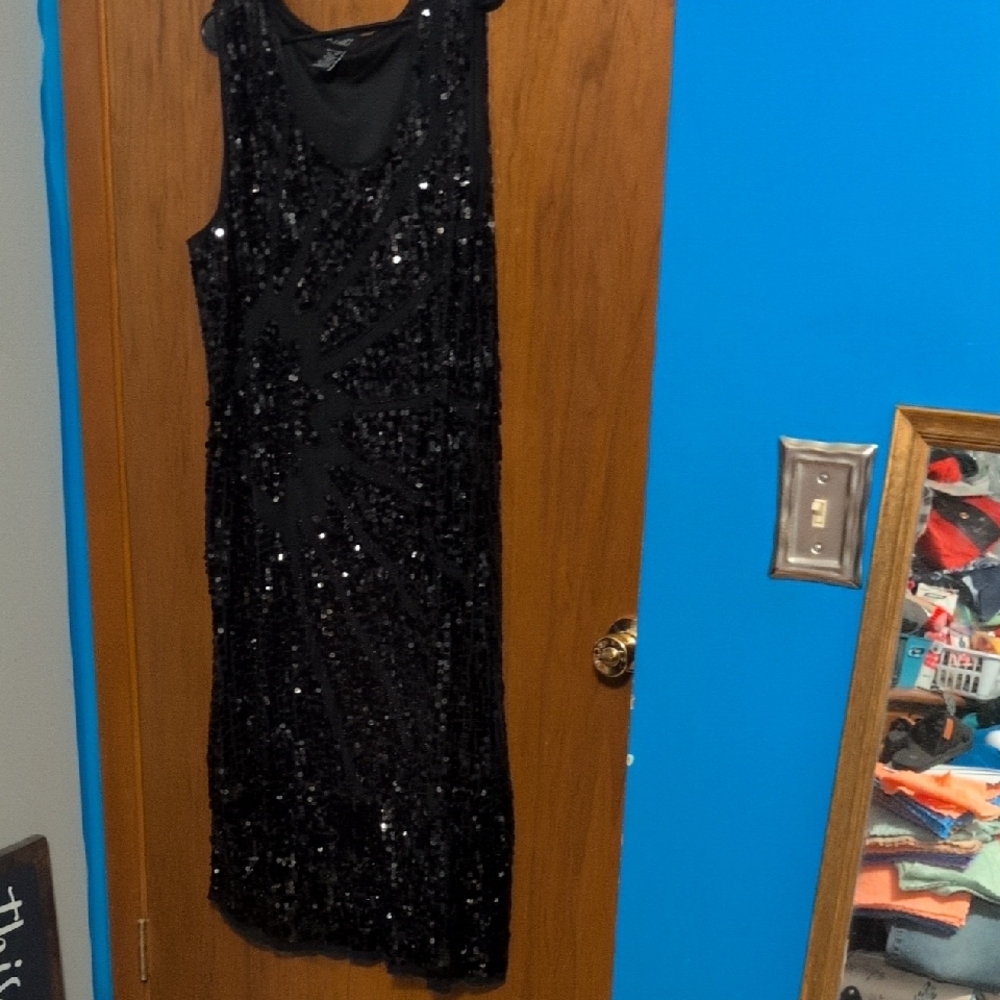 Ashro Black Sequin Midi Dress